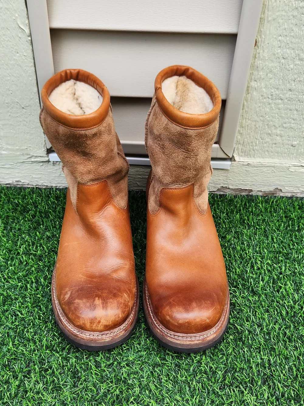 UGG Waterproof Tan Leather & Suede Booties Men's Size 13